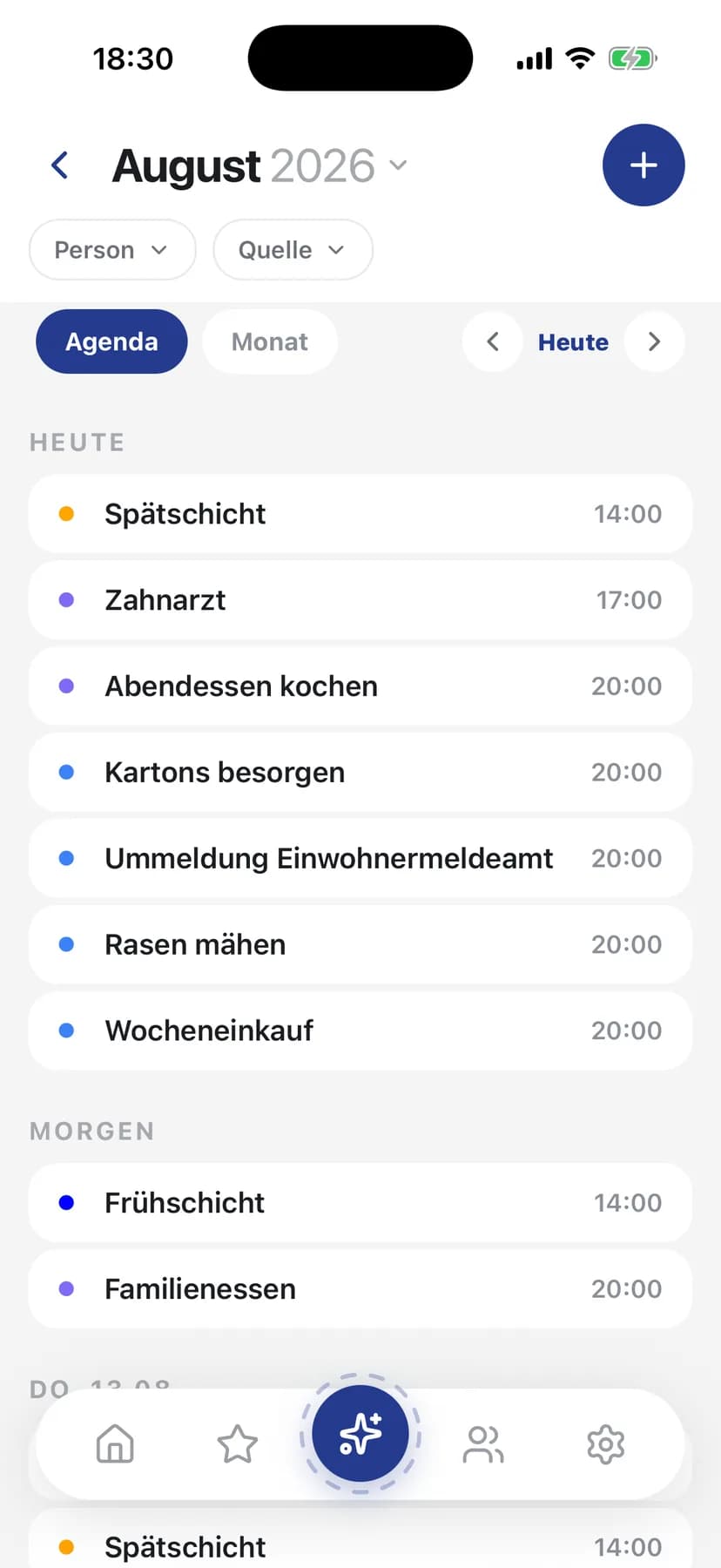 Termine des Tages als Liste